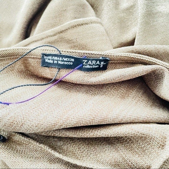 Zara Olive Brown T-Shirt Dress Small Casual Minimal Dolphin Hem Fall Chic - Picture 4 of 9